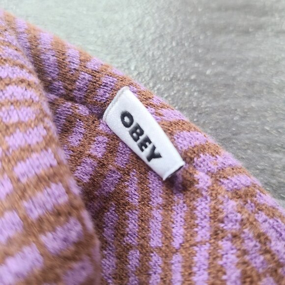 OBEY Men’s Dazed Sweater Vest in Sepia Multi Purple/Brown Pattern Size Medium - Picture 8 of 9